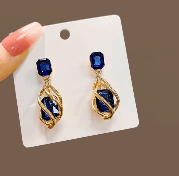 Temperament Water Drop Earrings-Blue - Image 2