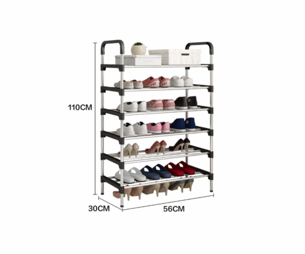 6 Layer Shoe Storage Organizer Rack - Black - Image 2